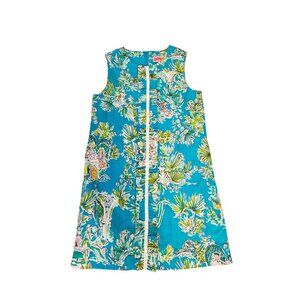 Lilly Pulitzer Originals Jungle Glam Shift Dress Blue Toile Girls 10